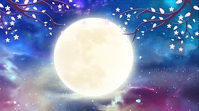 粉色浪漫云彩圆月天空视频素材视频的预览图